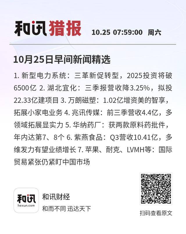 10月25日早间新闻精选