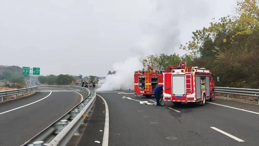 四川高速上一汽车突发自燃！车内两人闻到异味后果断弃车<strong></p>
<p>中国核电股票</strong>，成功逃生